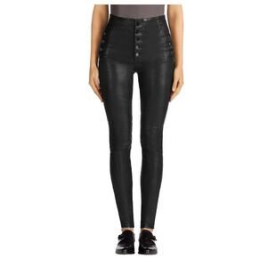 J Brand Natasha Black Leather Sky High Skinny Ankle Pants Size 25 / XS